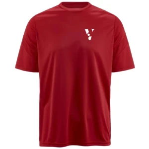 Red Men’s Football Active Shirt – Regular Fit with Mesh Sleeve Inserts
