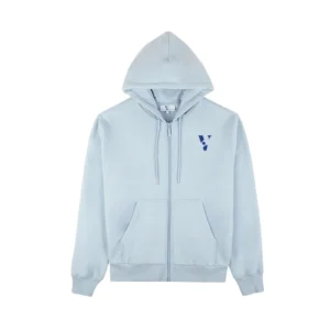 Celestial Blue Men’s Premium Zip-Up Hoodie – 100% Cotton Heavyweight Fleece
