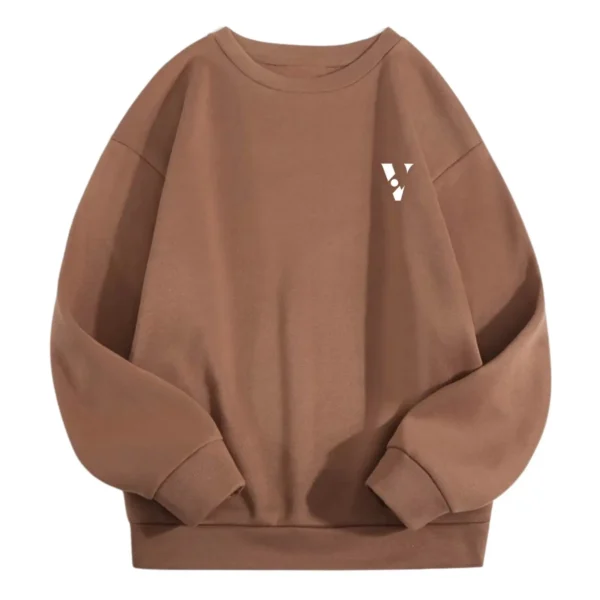Round Neck Plain Fleece Sweatshirt – Cozy & Classic