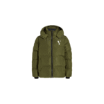 Men's Green Leather Puffer Jacket