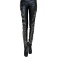 Black Spiked Leather Pants