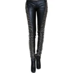 Black Spiked Leather Pants