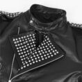 Men Biker Patch Studded Jacket