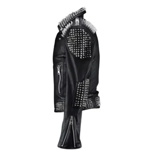 Men Black Spike Studded Jacket