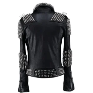 Men Black Spike Studded Jacket
