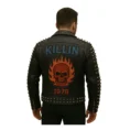 Men Black Studded Skeleton Jacket