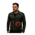 Men Black Studded Skeleton Jacket