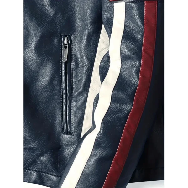 Men Blue Patch Biker Jacket 4-min