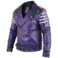 Men Spike Studded Leather Jacket