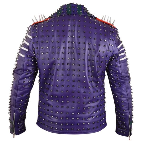 Men Spike Studded Leather Jacket