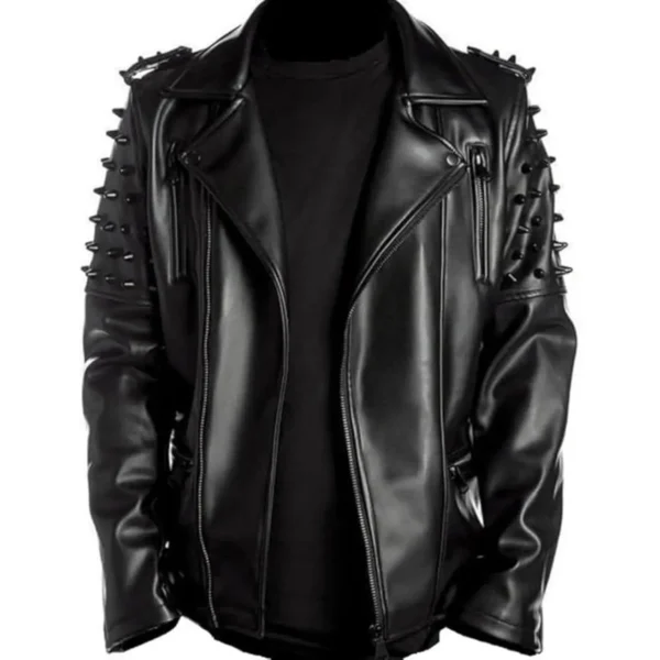 Men Studded Leather Jacket