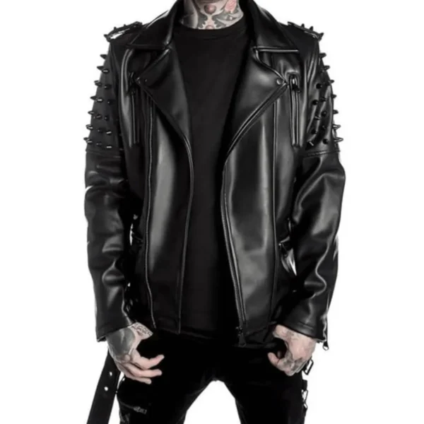 Men Studded Leather Jacket
