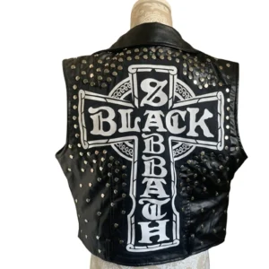 Men Studded Patch Leather Vest