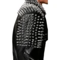 Men’s Half Studded Punk Leather Jacket 4-min