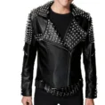 Men’s Half Studded Punk Leather Jacket-min