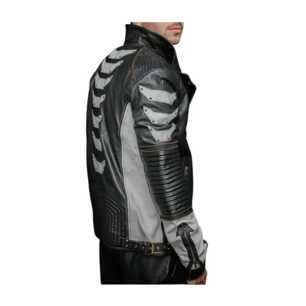 Men’s Metallic Black Biker Jacket 2-min Men’s Metallic Black Biker Jacket