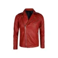 Men’s Red Cowhide Leather Motorcycle Jacket