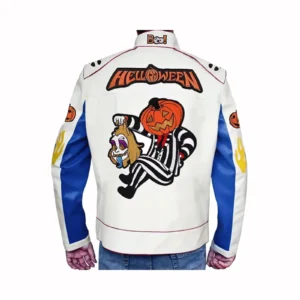 Men’s White & Blue Leather Jacket