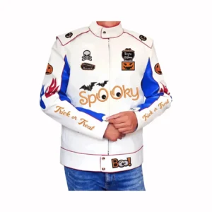 Men’s White & Blue Leather Jacket