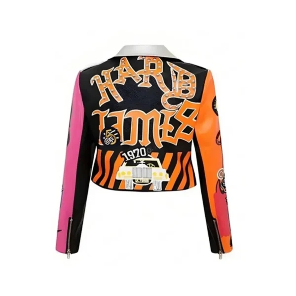 Multicolor Patch Leather Jacket