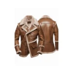 Unisex Brown Leather Winter Coat