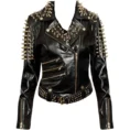 Women Golden Studded Leather Jacket
