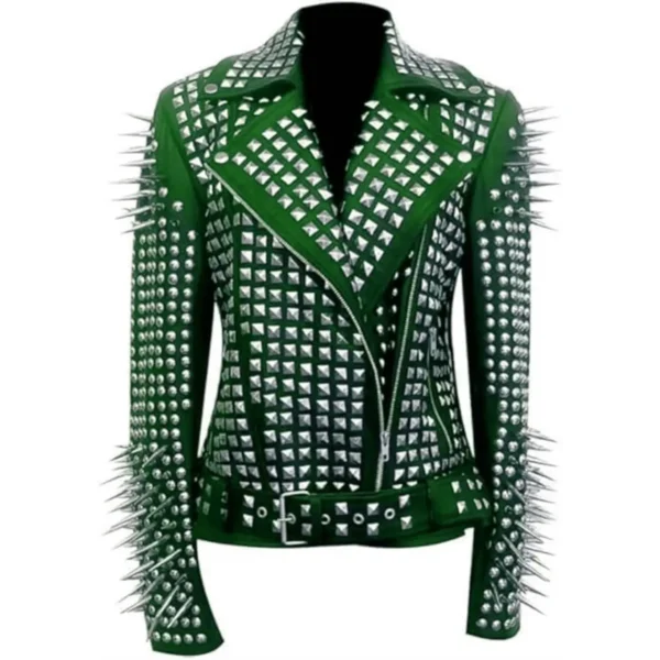 Women Heavy Studded Biker Jacket