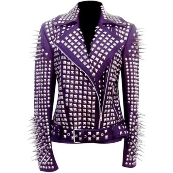 Women Heavy Studded Biker Jacket