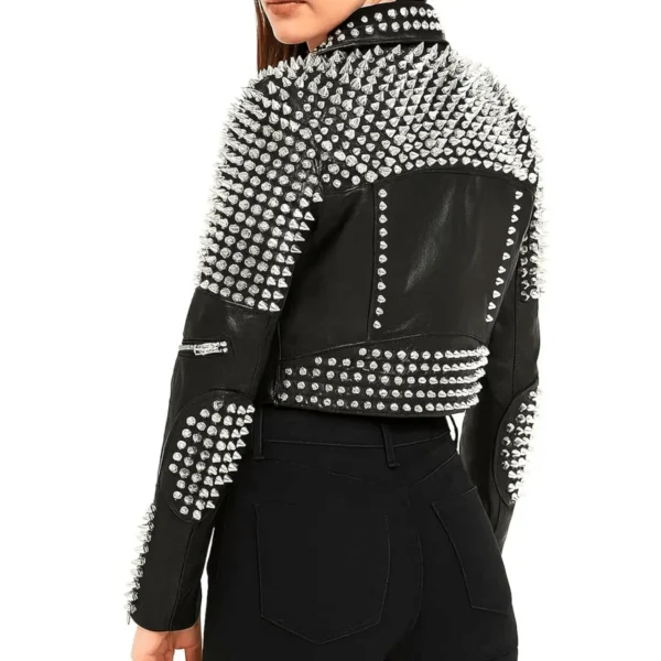 Women Spike Stud Leather Jacket