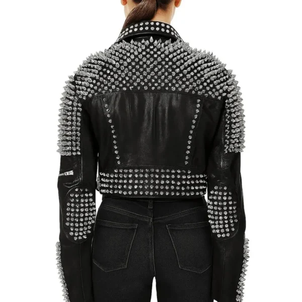 Women Spike Stud Leather Jacket