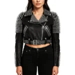 Women Spike Stud Leather Jacket