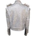Women Spike Studded Leather Jacket White
