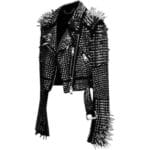 Women Spike Studded Leather Jacket Black