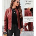Women Biker Leather Jacket Red