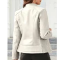 Women Biker Leather Jacket White