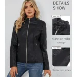 Women Biker Leather Jacket Black