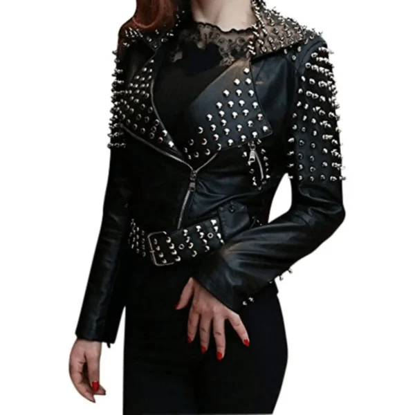 Women’s Fully Spiked Punk Jacket 2-min