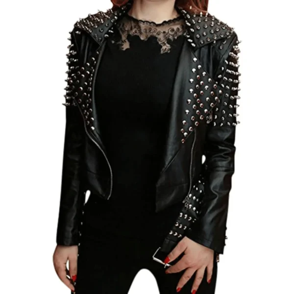 Women’s Fully Spiked Punk Jacket 4-min