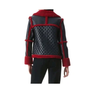 Women’s Leather Jacket with Artificial Fur Collar