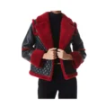 Women’s Leather Jacket with Artificial Fur Collar