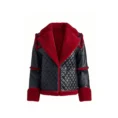 Women’s Leather Jacket with Artificial Fur Collar