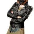 Women’s Punk Rock Spiked Jacket 2-min