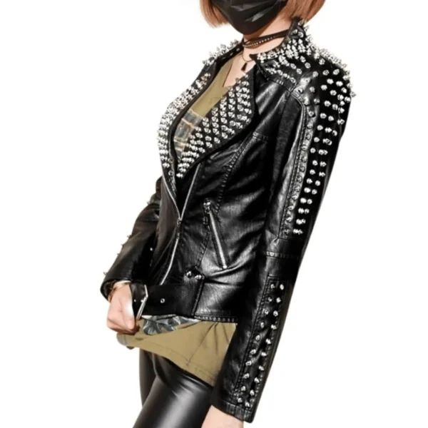 Women’s Punk Rock Spiked Jacket 3-min