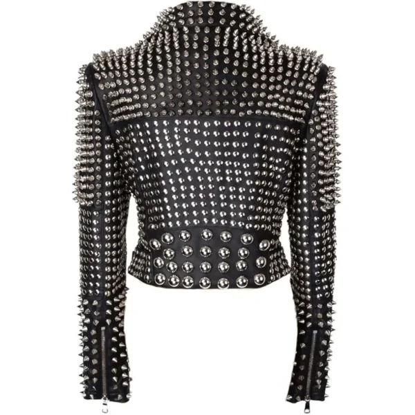 Women’s Punk Studded Leather Jacket 2-min