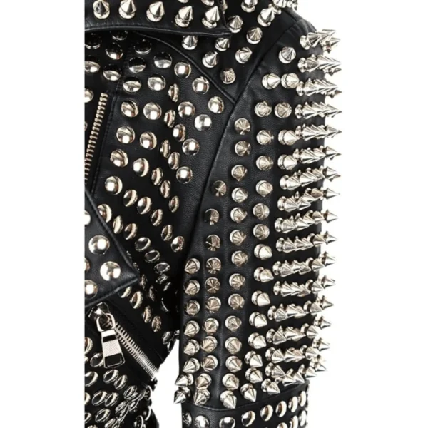 Women’s Punk Studded Leather Jacket 4-min