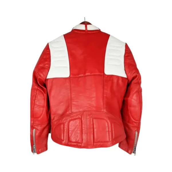 Women’s Red and White Biker Jacket