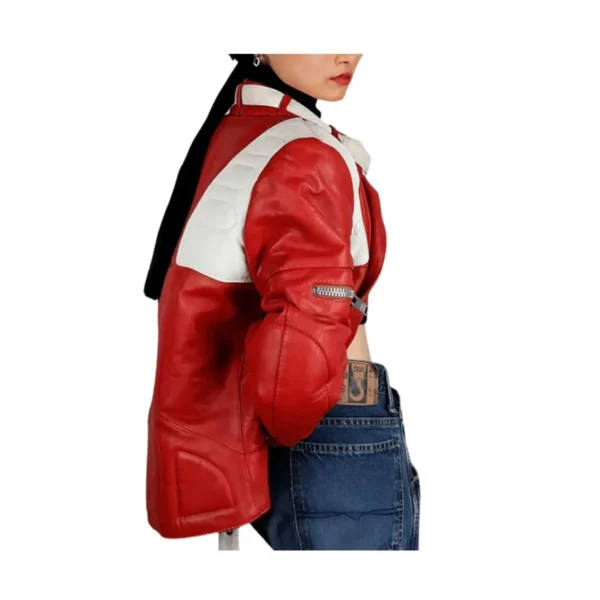 Women’s Red and White Biker Jacket
