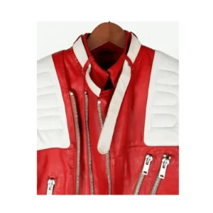Women’s Red and White Biker Jacket