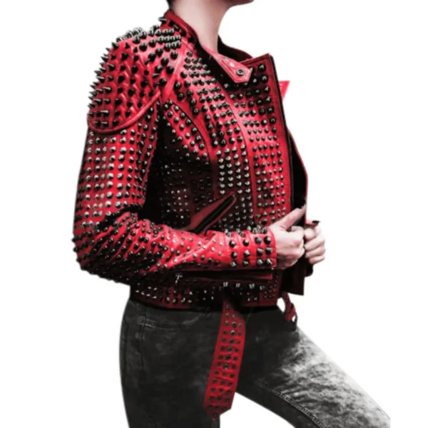 Women’s Spiked Punk Biker Jacket 2-min
