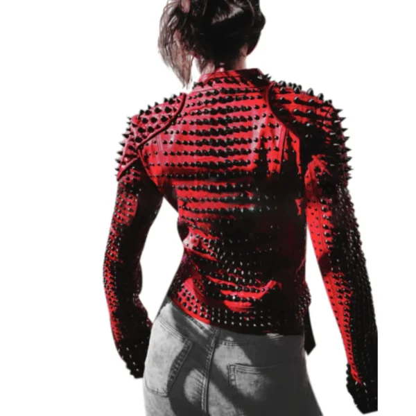 Women’s Spiked Punk Biker Jacket 3-min
